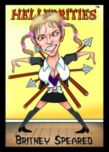 Britney Speared - she says 'Please don't hit me baby one more time...'- HELLEBRITIES ©Shed Simove & The Talent Shed